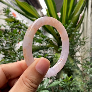 爱妮原创特色缅甸天然a货翡翠女款冰糯种紫翡红圆条镯玉镯子 56mm