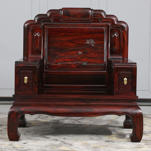 印尼黑酸枝木沙发 阔叶黄檀客厅新中式实木荷花 现代高端红木家具