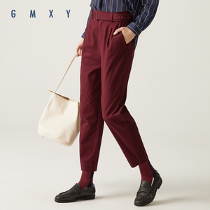 古木夕羊gmxy2019秋女装女士新款宽松直筒九分工装休闲长