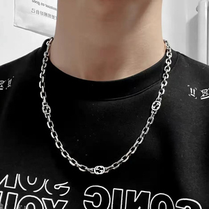 礼物 gucci古驰项链男女双g互扣式纯银情侣款古巴链 生日送男友