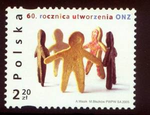 (N24)波兰邮票 2005年 联合国60周年 饼干人 1枚全 新