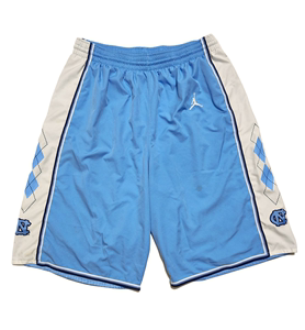 jordan美版元年老款NCAA北卡大学球员版AU刺绣短裤速干天蓝色球裤