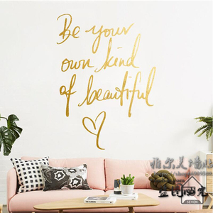 网红个性英文字母墙贴纸 ins风金色装饰卧室床头房间背景墙壁贴画