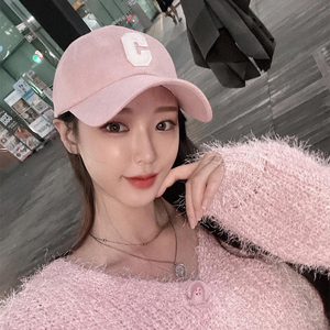 韩国代购粉色帽子女时尚ins软顶鸭舌帽潮牌大头围c棒球帽显脸小