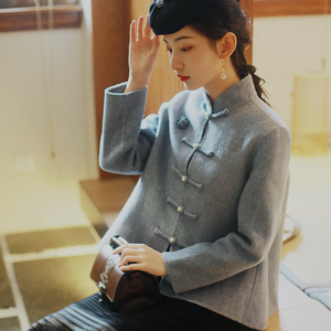 民国小洋装复古女装双面呢秋冬名媛羊毛外套短款中式气质旗袍上衣