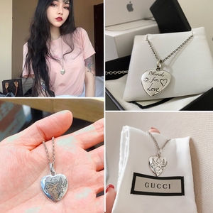 21新款代购gucci古奇古驰项链bing for love爱无畏纯银情侣爱心型