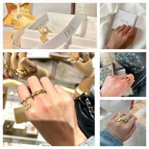 正品代购dior迪奥戒指环女士复古色jadior镶钻镂空星对戒七夕礼