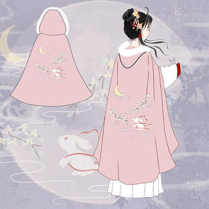 汉服斗篷女童披肩外出睡觉围巾外搭潮流粉色女生宿舍外套毛球防风