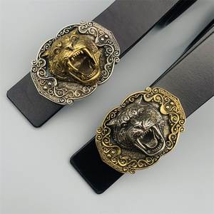 东莞破铜虎头皮带纯铜皮带头黄铜老虎腰带扣男板扣生肖本命年属虎
