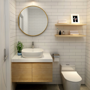 北欧浴室柜实木小户型卫生间厕所洗手台上盆组合原木色日式洗漱台