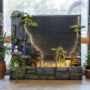 中式水幕墙流水屏风喷泉瀑布隔断别墅庭院落地公司装饰品景观摆件