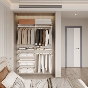 4米步入式衣帽间小户型轻奢北欧现代衣柜衣橱可定制