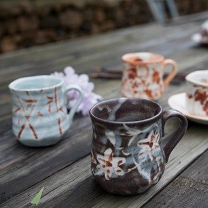 日本进口美浓烧志野粗陶复古拎手大茶壶日式茶具马克杯红茶咖啡杯