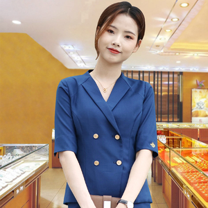 老凤祥工装夏季薄款珠宝店工作服女销售员经理银楼店长服西装套裙