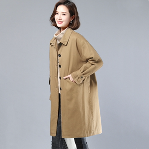 大码女式休闲夹棉风衣女中长款2021秋冬新款加厚工装上衣冬季外套