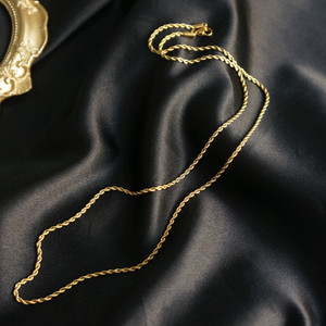 RUKL18K金色麻花素金项链搭配吊坠项链多尺寸60cm长链不褪色纽花