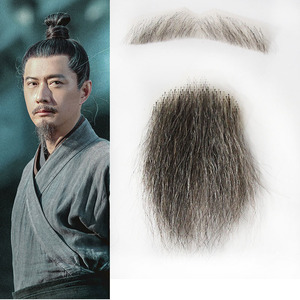 影视古装男士中老年仿真花白色假胡子摄影演出表演人工手钩假胡须