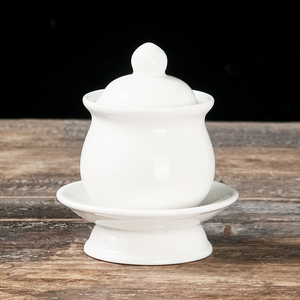 纯色白色纯白无字纯净水杯圣水杯装水杯陶瓷瓷器