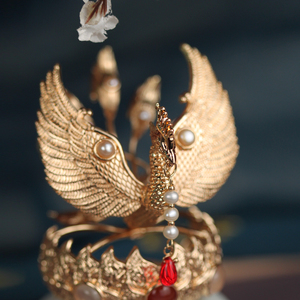 【庭轩】原创汉服发饰皇冠唐风保色复古凤冠头饰铜铸立体凤凰发冠