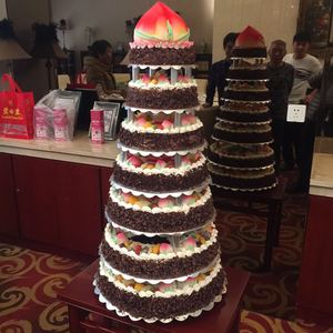 天津起士林8层水果祝寿蛋糕多层婚庆祝寿蛋糕,寿桃蛋糕同城配送