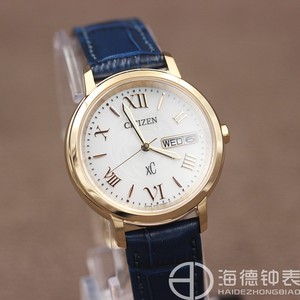 西铁城 hebe光动能蓝宝石皮带钢带女手表ew2422-21a ew2423-52w