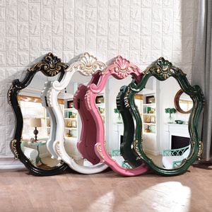 欧式异型浴室镜玄关卧室雕花梳妆装饰镜客厅挂墙镜美式复古绿异形