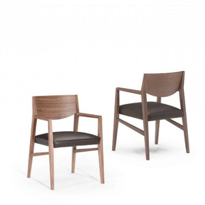 椅子简约现代黑胡桃木全实木原木餐椅全皮扶手书椅意大利家具定制