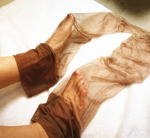 欧美单~无弹力纯丝纯尼龙长筒袜透明玻璃丝超薄复古亮闪高筒丝袜