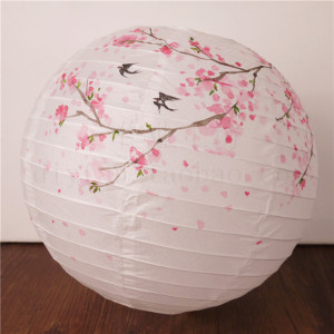 桃花 纯手绘纸灯笼花朝节汉服饰品古风中国风手提表演出装饰灯罩