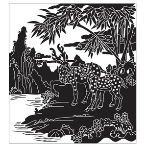 鹿竹山水竹龙凤线雕图文泰刻绘大师雕刻图墓碑图21815