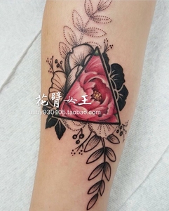 花臂少女tattoo z19 三角形玫瑰花朵叶子性感纹身贴 满两张包邮