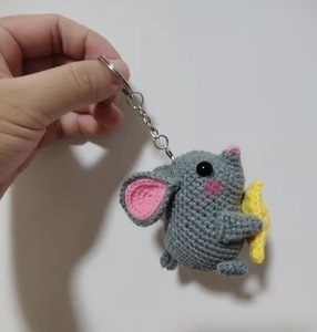 小老鼠 毛线手工钥匙扣 挂件 纯手工钩织成品