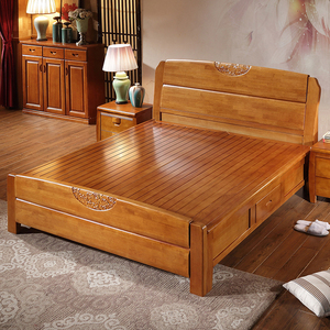 特价全实木床1.8米橡木双人床现代新中式家具高箱储物1.5m婚床5包