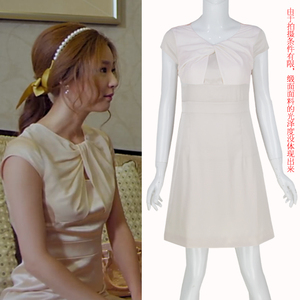 2021秋新品吴佳尼御姐归来胡娜同款蝴蝶结高腰包臀开叉短袖连衣裙