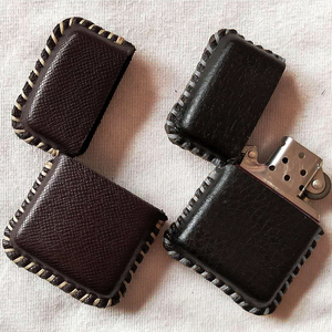 zippo打火机皮套真牛皮保护套手工缝制通用皮套盔甲机复刻机皮套
