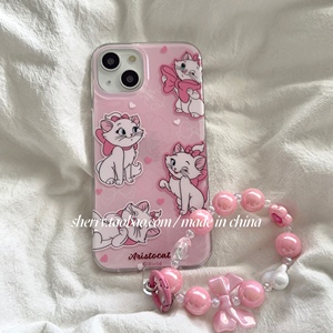 SHERRY*ins少女心粉色玛丽猫串珠手链适用于iphone15plus苹果14promax小众13手机壳ipad平板保护套12英寸2022