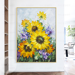 原创手绘太阳花梵高向日葵客厅装饰画玄关餐厅壁画现代走廊油画