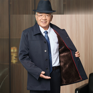 加绒加厚中老年男装秋冬爸爸外套70-80岁老爷爷上衣60岁老人夹克