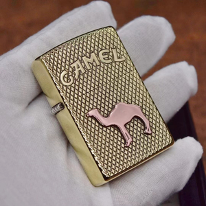 原装正品 美国zippo 复古网织纹骆驼紫铜贴章之宝煤油打火机