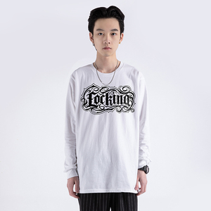 非零旦斯locking衣服街舞t恤锁舞宽松小领口重磅长袖西海岸风格潮