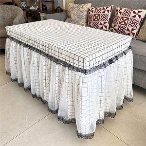 新款棉麻格子布艺茶几罩电视柜餐桌桌布套长方形电烤炉麻将机罩套