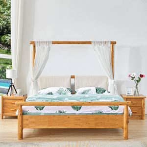 北欧实木原木民宿床创意架子床1.8米柏木现代简约双人床东南亚风