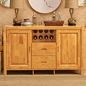 全实木柏木餐边柜实木仿古酒柜矮脚柜酒架餐厅边立柜储物现代简约