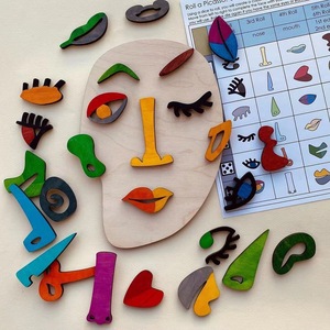 新款2022跨境Wooden Montessori Puzzles人脸可拆卸艺术木质拼图