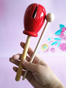 木质梆子龙口梆子打击乐器龙头邦子儿童木鱼奥尔夫乐器红色木鱼