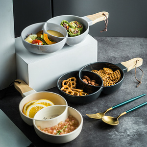 北欧创意陶瓷分格盘 小吃盘坚果盘沙拉盘子家用餐具水果盘饺子盘