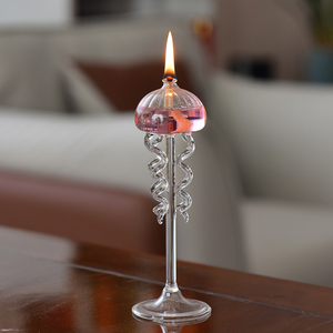 创意欧式章鱼玻璃烛台摆件高脚浪漫烛光晚餐现代家用无烟酥油灯
