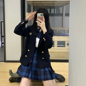 【东京岁时记】原创jk黑色休闲西装外套春款徽章制服/京野高