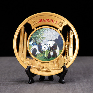 上海旅游纪念品上海地标盘画小摆件家居装饰品出国送老外小礼物