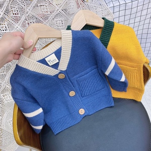 新款儿童毛衣开衫男蓝色外套春秋针织衫韩版休闲小童宝宝童装潮男